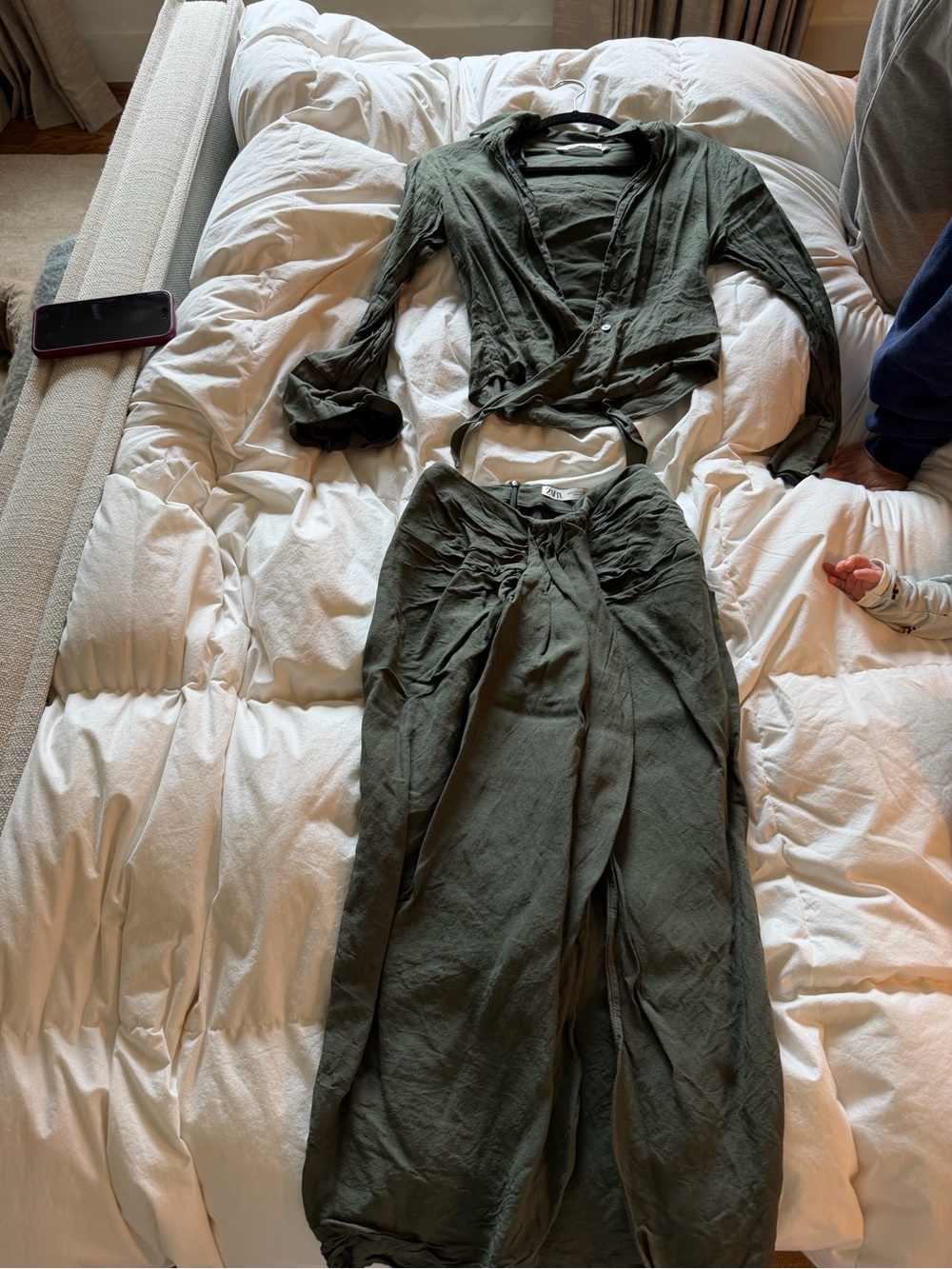 Zara Olive Green linen skirt Set